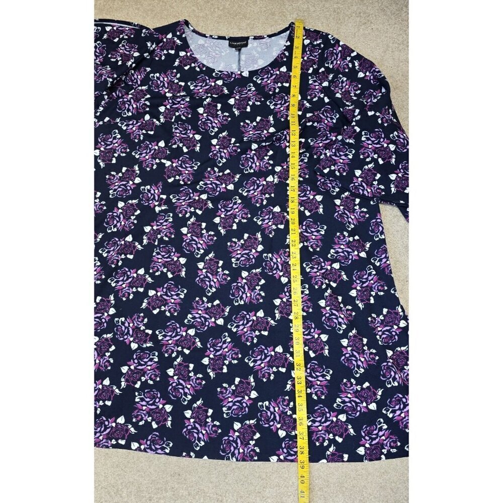 Lane Bryant Outlet Floral Stretch Bell Sleeve Dress Size 22/24 Blue Purple White - Picture 8 of 8